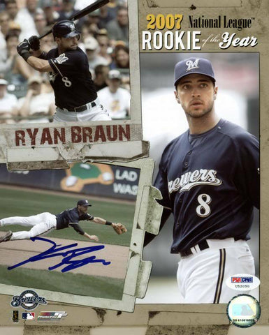 Brewers Ryan Braun Signed Authentic 8X10 Photo Autographed PSA/DNA #U52050