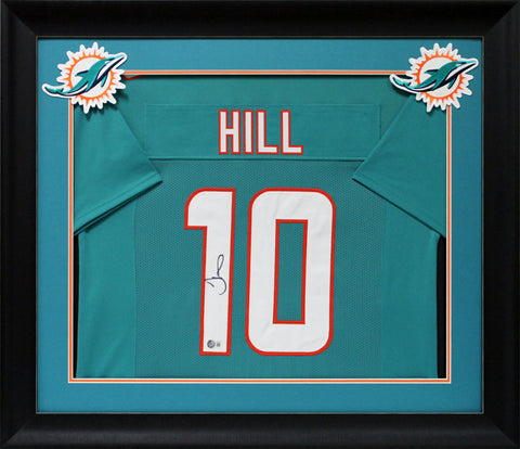 Dolphins Tyreek Hill Authentic Signed Teal Pro Style Framed Jersey BAS Witnessed
