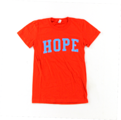Official Favre 4 Hope Adult Orange T-Shirt With Blue "HOPE"