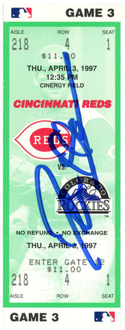 Deion Sanders Signed Cincinnati Reds 4/3/1997 vs Rockies Ticket BAS 37191
