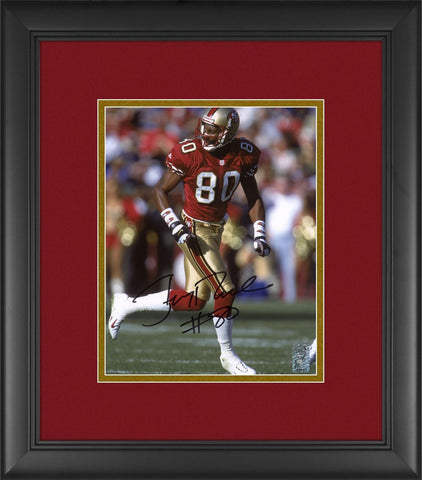 Jerry Rice San Francisco 49ers Framed Signed 8x10 Red Running Solo Photo