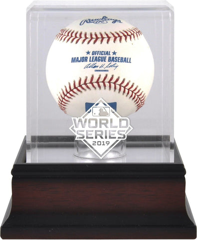 2019 World Series Logo Mahogany Baseball Logo Display Case - Fanatics