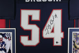 Tedy Bruschi Autographed/Signed Framed Pro Style Blue XL Jersey BAS 38041