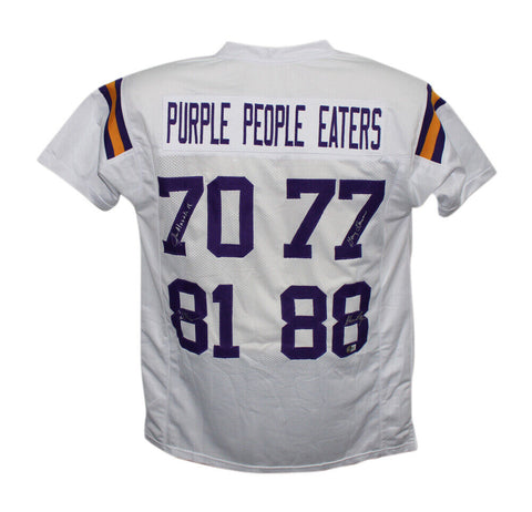 Purple People Eaters Signed Pro Style White XL Jersey 4 Sigs Beckett 37279