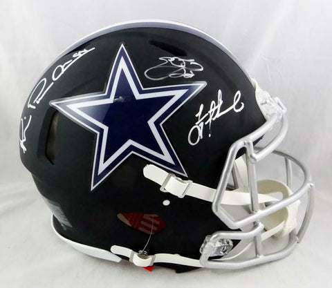 Irvin, Smith, Aikman Signed Cowboys F/S Flat Black Authentic Helmet-Beckett Auth