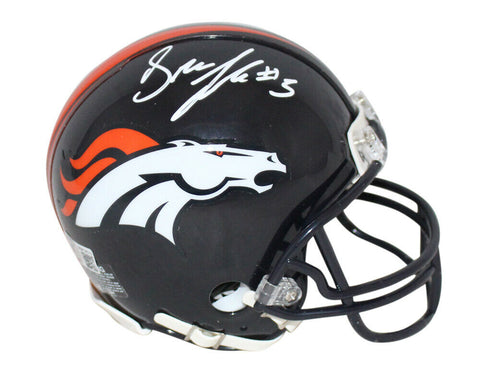 Drew Lock Autographed/Signed Denver Broncos Mini Helmet Beckett BAS 33679