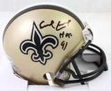 Earl Campbell Autographed New Orleans Saints Mini Helmet w/ HOF - Beckett W Auth