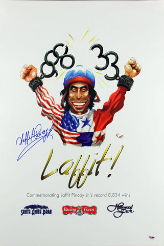 Laffit Pincay Jr Signed 18x26.5 Commemorative Career Wins Poster PSA/DNA #F19568