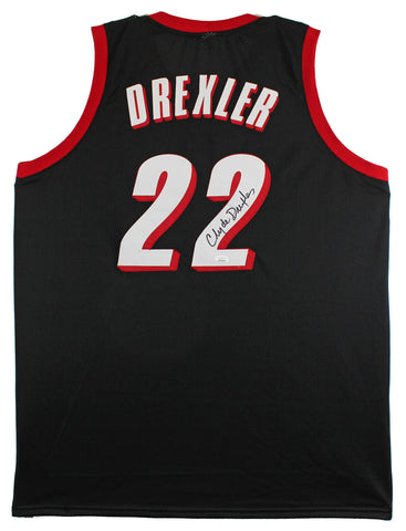 Clyde Drexler Authentic Signed Black Pro Style Jersey Autographed JSA Witnessed