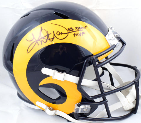 Kurt Warner Autographed Rams 81-99 F/S Speed Helmet w/SB MVP - Beckett W Holo