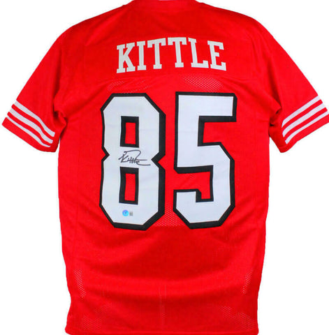 George Kittle Autographed Red Dbl. Stich Pro Style Jersey-Beckett W Hologram