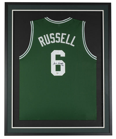Bill Russell Signed Framed Custom Green Pro Style Basketball Jersey JSA