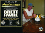 Brett Favre Signed Green Bay Packers 35x43 Framed White Jersey / Favre COA
