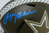 Roger Staubach Signed Cowboys Salute to Service Speed Mini Helmet-Beckett W Holo