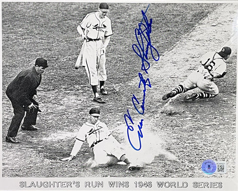 Enos Slaughter Signed 8x10 St. Louis Cardinals Photo BAS