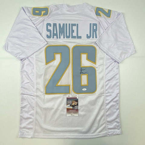 Autographed/Signed ASANTE SAMUEL JR. Los Angeles White Football Jersey JSA COA