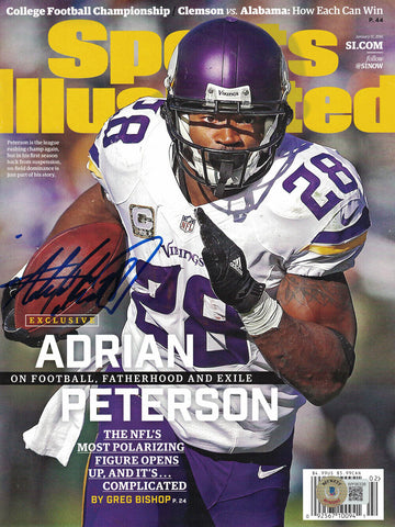 Adrian Peterson Signed 1/11/2016 Sports Illustrated Magazine No Label BAS 38909