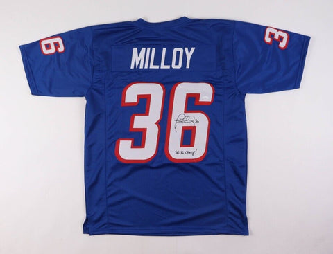 Lawyer Milloy Signed New England Patriots Jersey Inscribed SB 36 Champ (JSA COA)