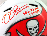 Mike Alstott Autographed Buccaneers Flat White Speed Helmet SBC- Beckett W *Red