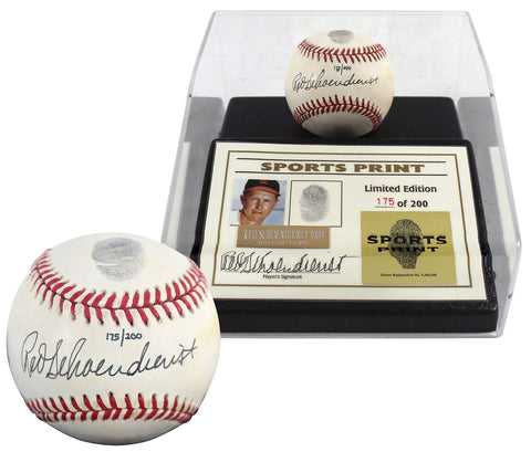 Red Schoendienst Signed Thumbprint Baseball LE #'d/200 w/ Display Case BAS