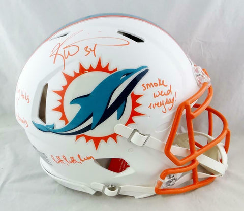 Ricky Williams Signed Dolphins F/S Flat White ProLine Helmet w/3Insc- JSA W Auth