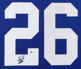 Saquon Barkley Signed New York Giants 35x43 Custom Framed Jersey (Beckett Holo)