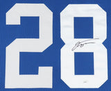 Jonathan Taylor Signed Indianapolis Colt 35x43 Framed Jersey (JSA) Pro Bowl R.B.
