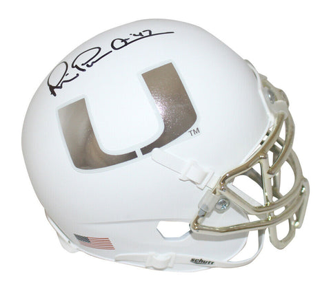 Michael Irvin Signed Miami Hurricanes White Chrome Schutt Mini Helmet JSA 26727