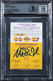 Magic Johnson Signed 1987 NBA Finals Celtics/Lakers Ticket Stub Auto 10 BAS Slab