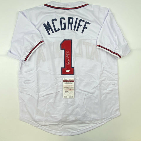 Autographed/Signed Fred McGriff Atlanta White Baseball Jersey JSA COA Auto