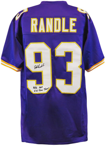 John Randle Signed Purple Custom Football Jersey w/NFL 100 Team - (SCHWARTZ COA)