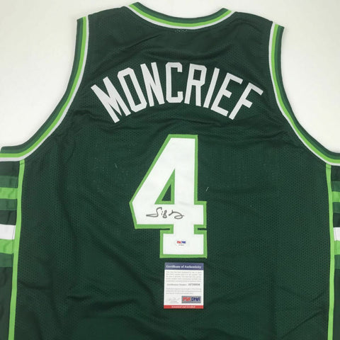 Autographed/Signed SIDNEY MONCRIEF Milwaukee Green/White Jersey PSA/DNA COA Auto