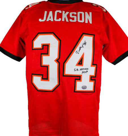 Dexter Jackson Autographed Red Pro Style Jersey w/ SB MVP-Prova Auth *Black