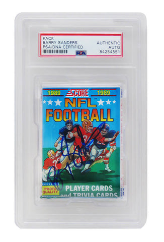 Barry Sanders Autographed 1989 Score Football Cards Un-Opened Pack - PSA