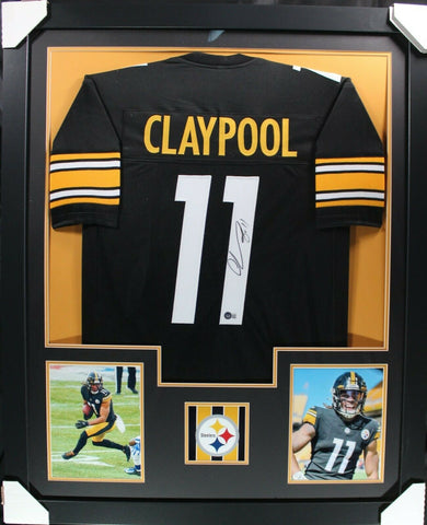 CHASE CLAYPOOL (Steelers black TOWER) Signed Autographed Framed Jersey Beckett