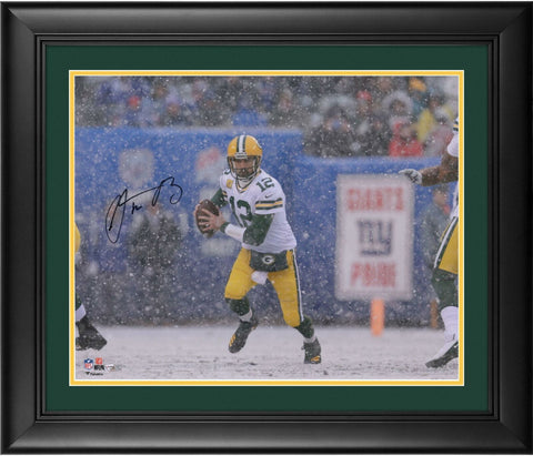 Aaron Rodgers Green Bay Packers Framed Autographed 16" x 20" Snow Photograph