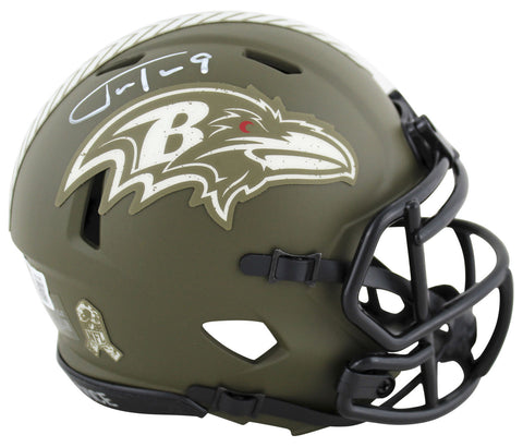 Ravens Justin Tucker Signed Salute To Service Speed Mini Helmet BAS Witnessed