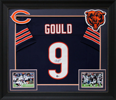 Robbie Gould Authentic Signed Navy Blue Pro Style Framed Jersey BAS Witnessed