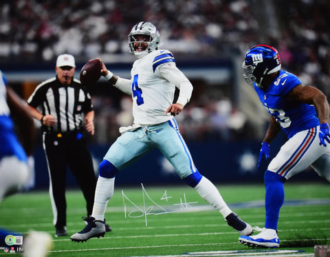 Dak Prescott Autographed Cowboys 16x20 v. Giants Photo-Beckett W Hologram *White