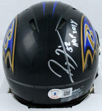 Ray Lewis Autographed Baltimore Ravens Speed Mini Helmet w/HOF-Beckett W Holo