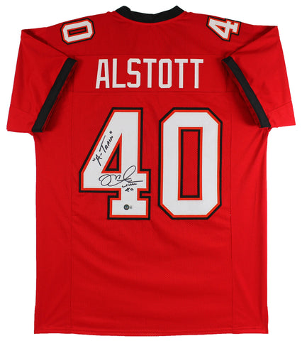 Mike Alstott "A-Train" Authentic Signed Red Pro Style Jersey BAS Witnessed