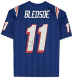 Frmd Drew Bledsoe New England Patriots Signed Blue M&N Legacy Replica Jersey