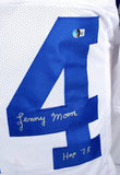 Lenny Moore Autographed White Pro Style Jersey w/HOF-Beckett W Hologram *Silver