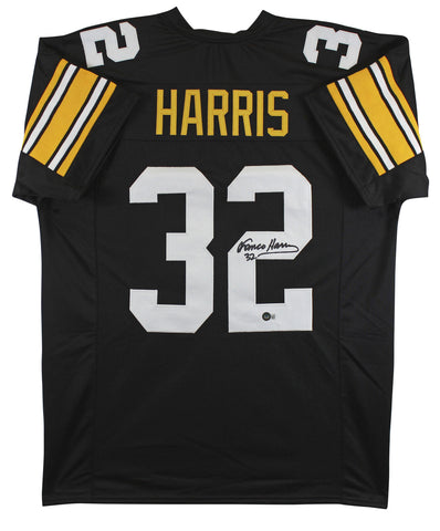 Franco Harris Authentic Signed Black Pro Style Jersey Autographed BAS Witnessed
