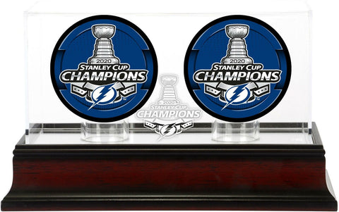 Tampa Bay Lightning 2020 Stanley Cup Champs Mahogany Two Puck Case - Fanatics