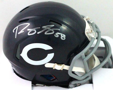 Roquan Smith Autographed Chicago Bears Speed TB Mini Helmet- Beckett W *Silver