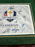 2014 Ryder Cup Signed Autographed Flag Framed to 27x20 w/ 15 Sigs JSA
