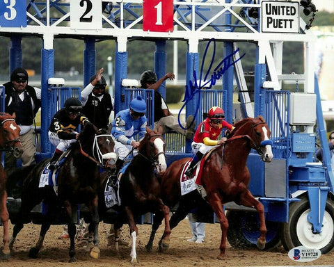 Mike Smith Signed 8x10 Starting Gate Horse Racing Photo BAS