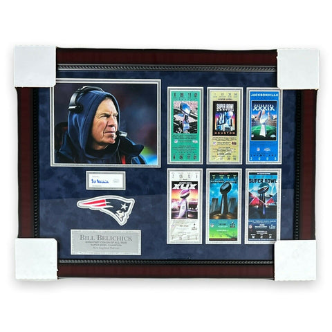 Bill Belichick Signed Autographed Cut Collage Framed to 21x27 JSA
