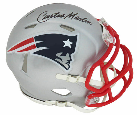 Curtis Martin Signed New England Patriots Riddell Speed Mini Helmet - SS COA